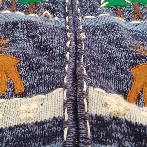 STAR BLUE ORIGINALS STUDIO UGLY VEST Size XL reindeer light dark blue zip - Picture 3 of 12